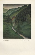 Harzlandschaft Kunstdruck 1937 von Josef Mangold * in Köln Harz Wald Bäume