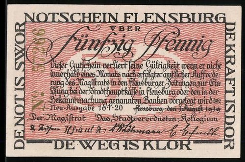 Notgeld flensburg 1920 50 - flensburg, 1920,