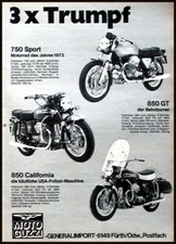 Moto Guzzi 750 Sport, 850 GT und 850 California Werbung 1973