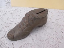 um 1899 Klappdeckel Spardose als : Biedermeier Damenschuh :