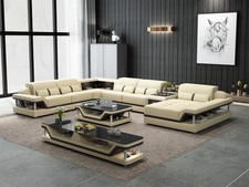 Ecksofa Beige mit Couchtisch