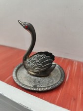 Vintage Zink Silber Schwan