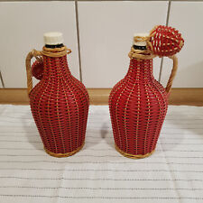 ?2 Flaschen Korbgeflecht Korbflaschen Glas Vintage Retro je ca.  500 ml?