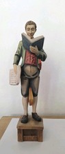 Handgeschnitzt Holzschnitzerei Josef Albl Oberammergau Holzfigur Bucherwurm 30cm