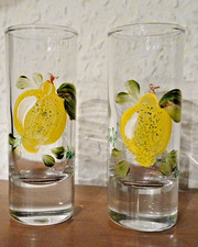 2 x  Limoncello Limoncino Likör oder Tequla Glas Shotglas Gläser handbemalt rar