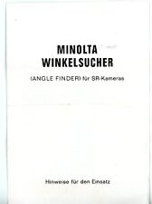 Bedienungsanleitung Hinweise für den Einsatz MINOLTA WINKELSUCHER f. SR-Kameras