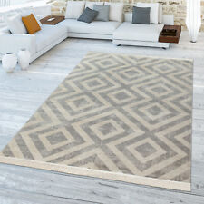 Outdoor Teppich Grau Balkon Terrasse Skandinavisches Rauten Design Robust Weich