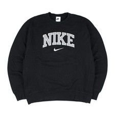 Nike College Sweatshirt Pullover Schwraz Grau Spellout Center Swoosh Vintage