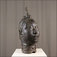 89664) Bronze Königin-Kopf Nigeria Afrika AFRIKANISCHE KUNST