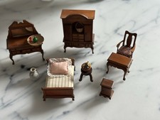 Unique Vintage Dollhouse Living Room Set, German 1920s, Collectible Miniatures