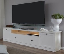 TV Lowboard Unterteil weiß matt Fernsehtisch Wohnzimmer Schrank Landhaus Baxter