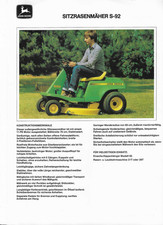John Deere Sitz - Rasenmäher S-92, Prospekt, Traktor