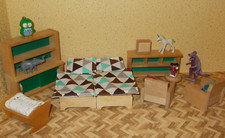 Kinderzimmer Puppenmöbel Selecta? Holz Schrank Regal Sitzgruppe Betten Bettzeug