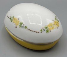 Dekorative Porzellandose, Dose oval aus Porzellan, Handmalerei, Deckeldose