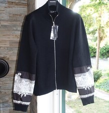 VERSACE JACKET 54 medusa gianni wool black silver barocco knit zip 2xl xxl xl