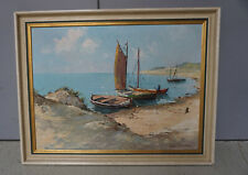 RS0521-088: Ölgemälde Boote Angeln vor der Ausfahrt signiert Geter Stephan