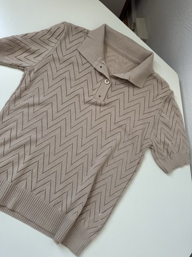 Damen strickshirt polo beige - polo,