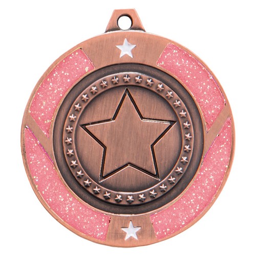 Glitzer medaille stern - stern, rosa