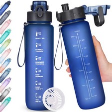1L Trinkflasche Wasserflasche BPA-Frei Sport Auslaufsicher mit Zeitmarkierung