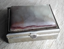 alte Pillendose Deckeldose Klappdose mit echtem Stein eckige Form