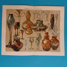 Orig.(1895) Chromolithographie Moderne  Glaskunstindustrie 