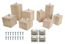 Massiver quadratischer Würfel Eiche Holz Möbelbeine Füße 4er Set für Sofa Hocker Schrank