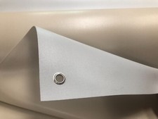 1,30 X 6,30m-ca 1.030gr/m²—Grau/Crem mit Ösen—LKW Plane-PVC Gewebeplane B Ware