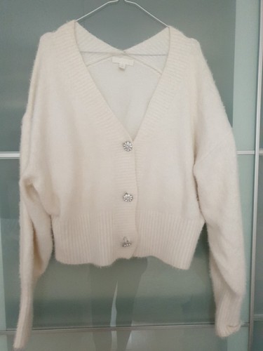Cardigan weiss plüsch m - cardigan,