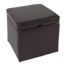 Sitzhocker Aufbewahrungsbox mit Deckel Onex, Leder + Kunstleder, schwarz braun