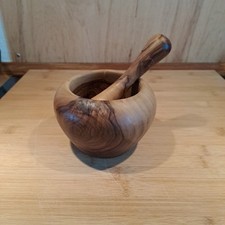 Mörser, Gewürzmörser mit Stößel aus Olivenholz | 13x8,5cm, neuwertig
