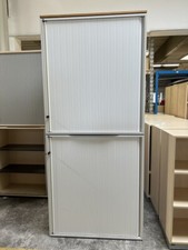 VS zweiteiliger Aktenschrank 6 Ordnerhöhen weiß Eiche 100cm breit