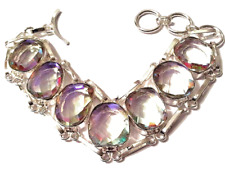 MYSTIC REGEBOGEN TOPAS  Edelstein HANDGEFERTIGT 925 Sterlingsil. Schmuck Armband