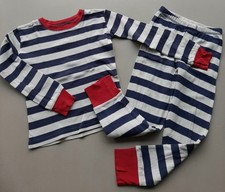 MINI BODEN 7 Y 116 122  langer Schlafanzug blau weiß gestreift Pyjama