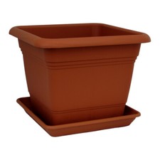 Set 1 Pflanzkübel inkl. Untersetzer eckig Kunststoff verschiedene Größen/Farben