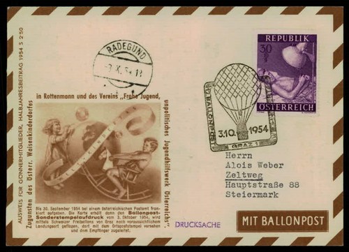 österreich ballonpost 1954 - ballonpost,