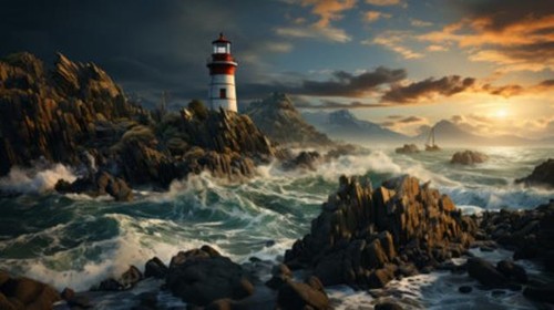 Wandbild ein leuchtturm auf - wandbild:,
