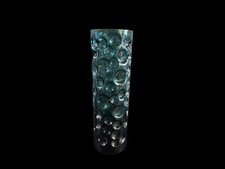 Mid Century Hirschberg Glas Vase - Turmalin / Lila Bubbles Dubbe Blasen 20 cm
