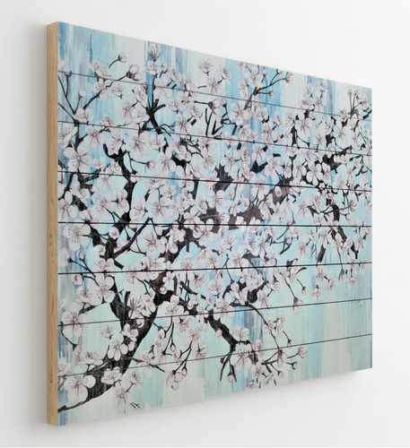Blumen holz wandbild 80x60 - holz,