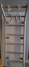 🧒 Sprossenwand aus Holz mit Turnringen – 134 cm – Kletterwand / Turnwand für Ki