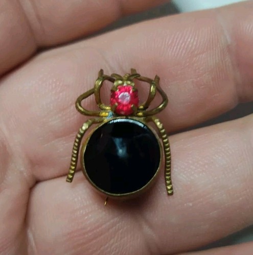 Brosche spinne onyx antik - brosche,