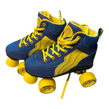 Rio Roller Pure Blue Gr. 33 Quad Roller Skates blau gelb NEUWERTIG + Schoner