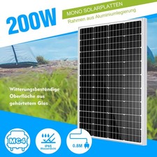 200W Solarmodul Solarpanel Monokristallin Solarzelle für Garten Wohnmobil Heim