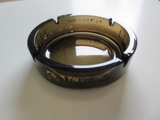 Aschenbecher mit Reklame / Glas / braun