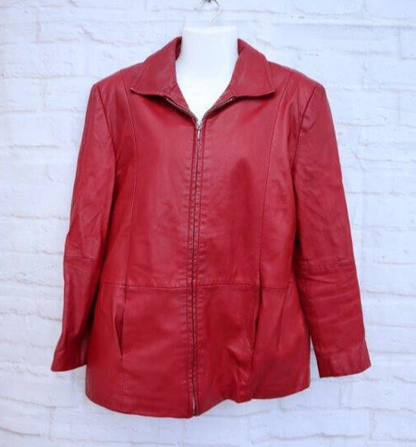 Rote damen lederjacke marke - rote,