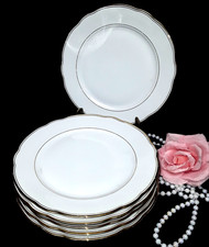 Scherzer Bavaria Flacheteller Speiseteller 6er Set Porzellan Goldrand B 904