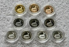 GHANA: 10 * 1  Cedi 2018 "AFRIKANISCHER SPRINGBOCK", Feinsilber mit Veredelungen