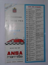 Flyer Formel 1 Grand Prix Monaco 1987 Ayrton Senna Nelson Piquet M. Alboreto