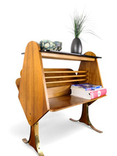 Exclusiver Beistelltisch Ilse Möbel Glasplatte & Holz MidCentury 50er/60er Jahre