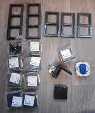 Busch-Jaeger Steckdosen, Wippschalter, Abdeckrahmen anthrazit NEU 2. Wahl 17 tlg