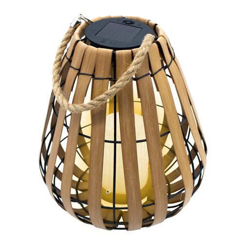 Led solar laterne holz optik - solar,